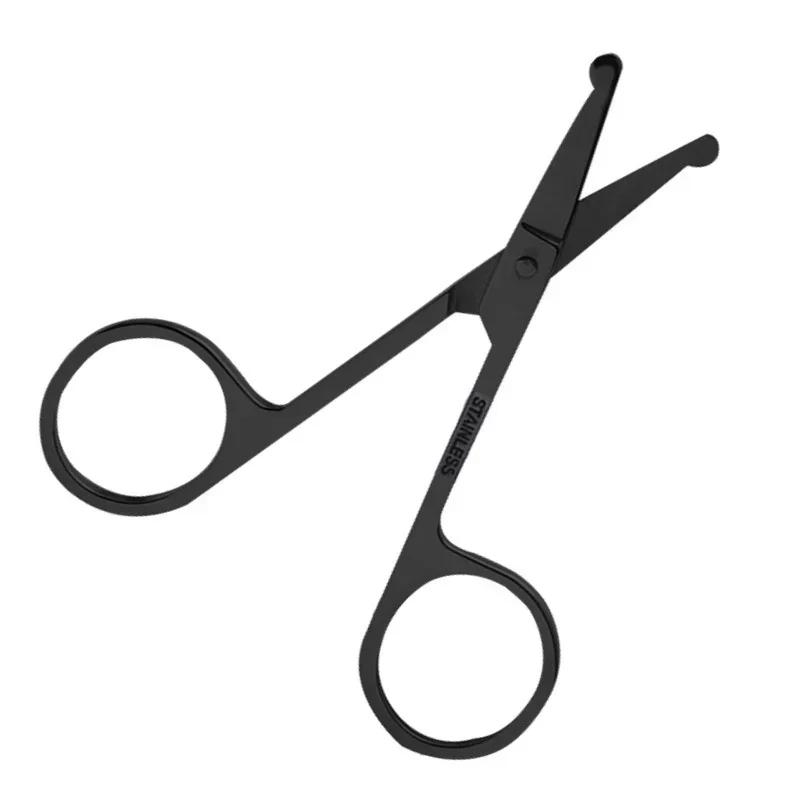 Neutral Stainless Steel Black Round  Safety Scissors (not Harmful to Nose) Nose Hair Trimmer Removal Shaving Beauty Health