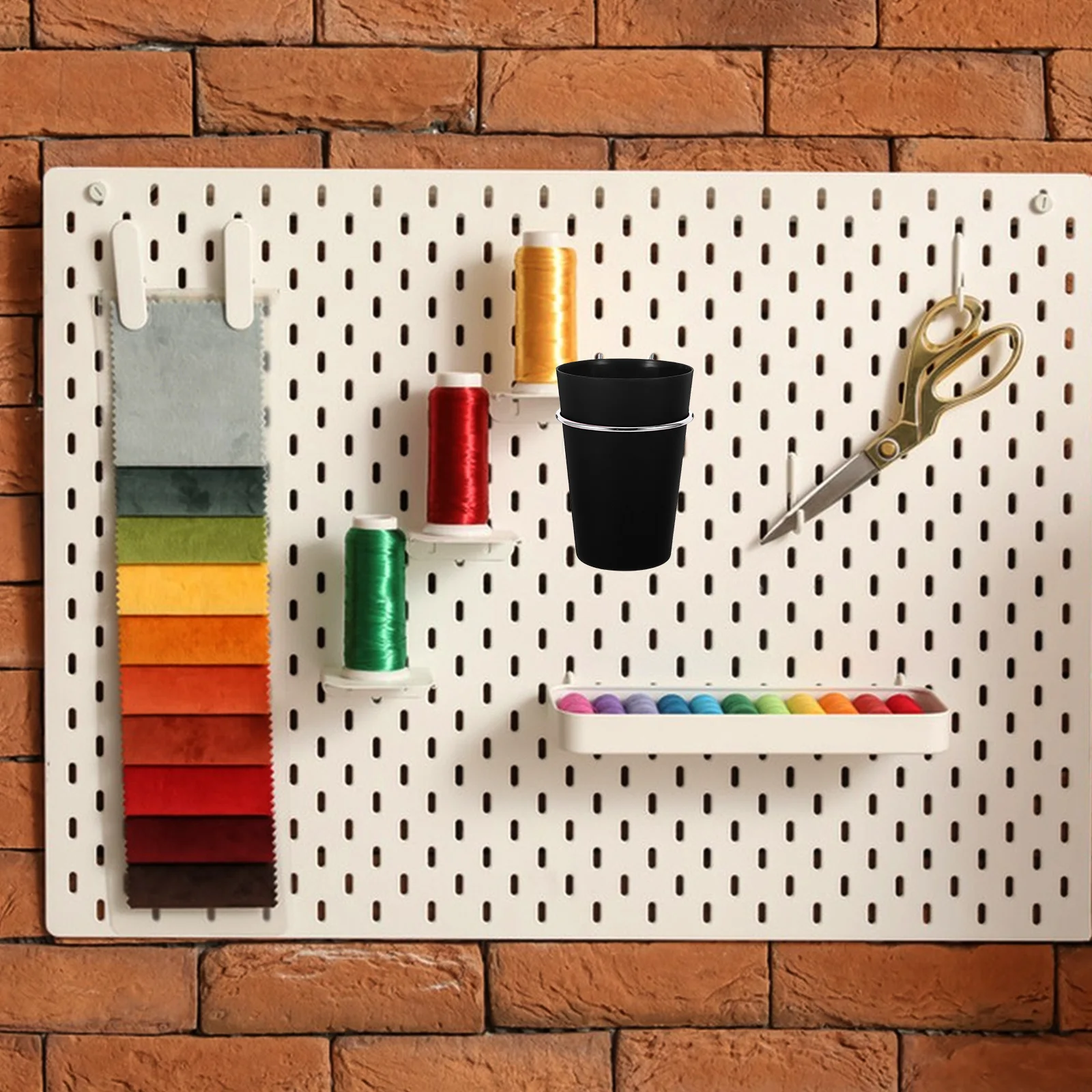 

6Pcs Pegboard Organizer Accessories Set Includes Cup Holders and Hooks for Efficient Tool Storage and Space Saving