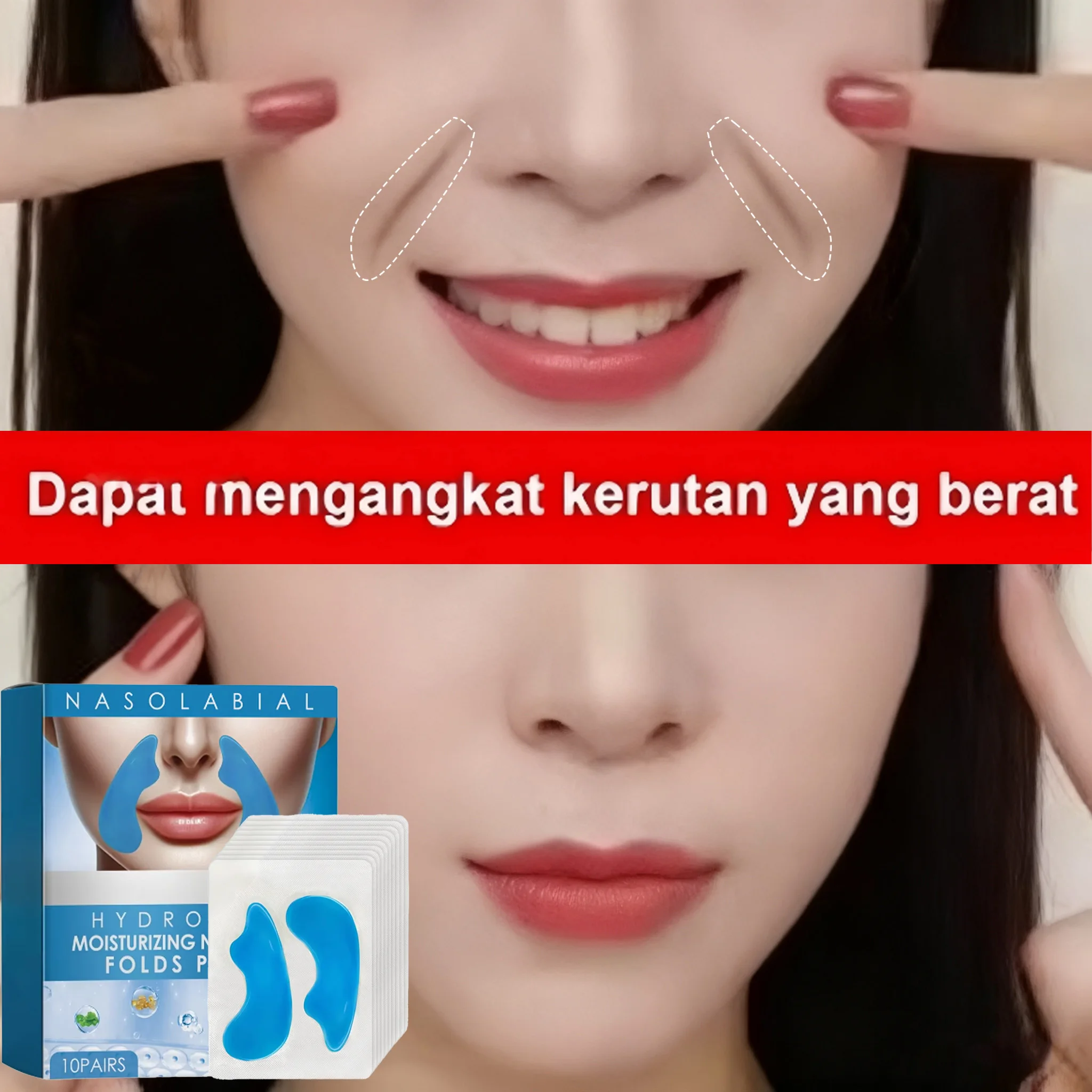 

Пластырь со складками на носогу содержит коллагеновую гиалуроновую кислоту, укрепляющий кожу, выцветает тонких линий, глубоко увлажняющая маска для лица против морщин