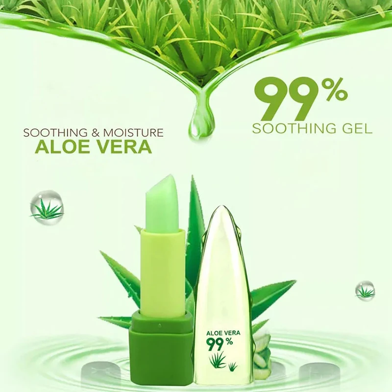 طويلة الأمد ترطيب أحمر الشفاه الألوة فيرا هلام اللون تغيير لمعان الشفاه ، إصلاح الرطوبة بلسم الشفاه ، مستحضرات التجميل الشفاه عصا