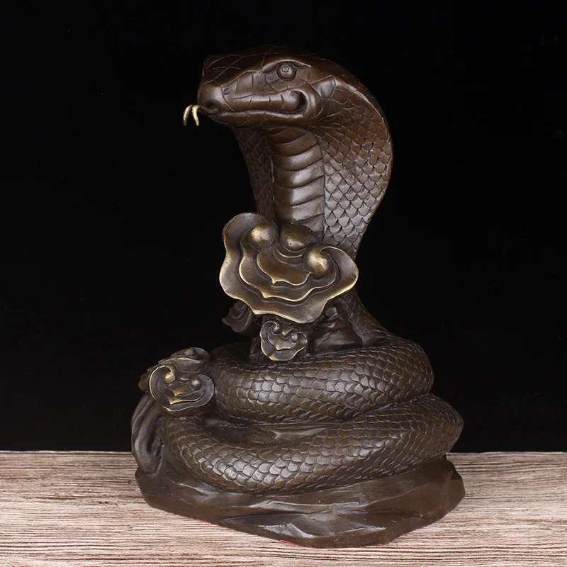 23 -TOP COOL home office decorative  AR -efficacious Talisman mascot for wealth and luck RUYI naja  bronze sculpture