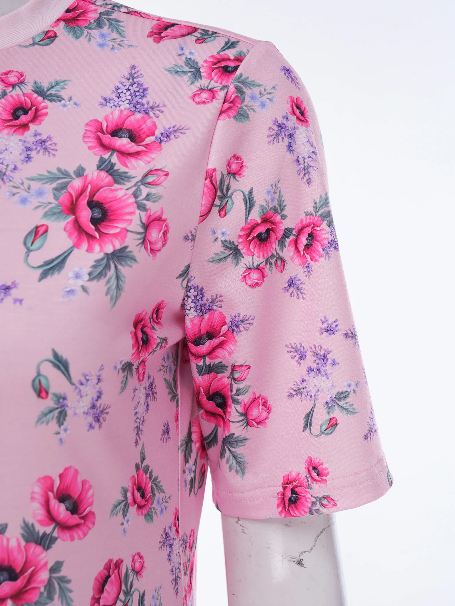Women Adaptive Floral Jumpsuit Short Sleeve Zipper Crotch Anti Removal Soft Breathable for Elderly Special Needs