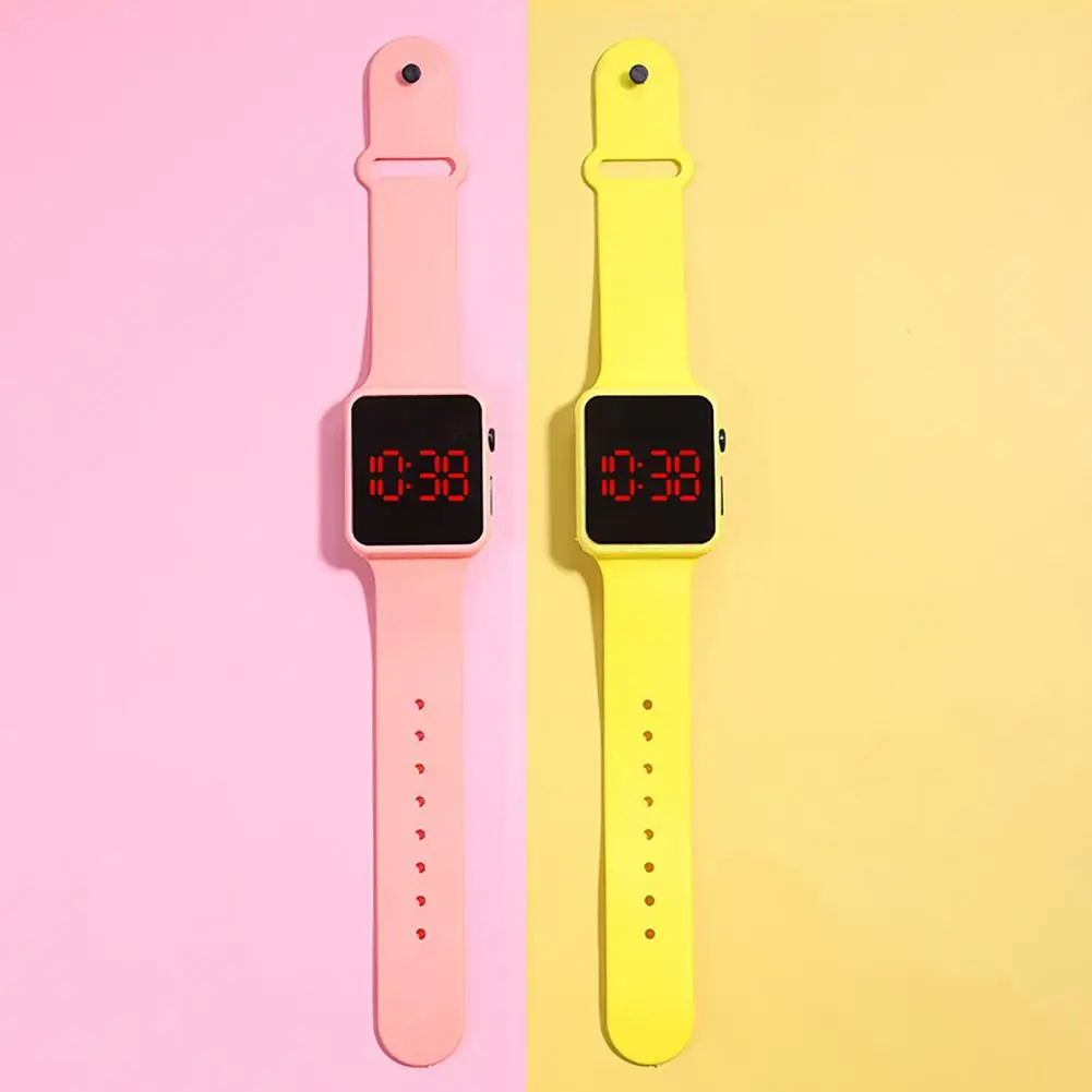 Reloj electrónico Digital para niños, pantalla grande, LED, cuadrado, reloj de pulsera, reloj deportivo para niños