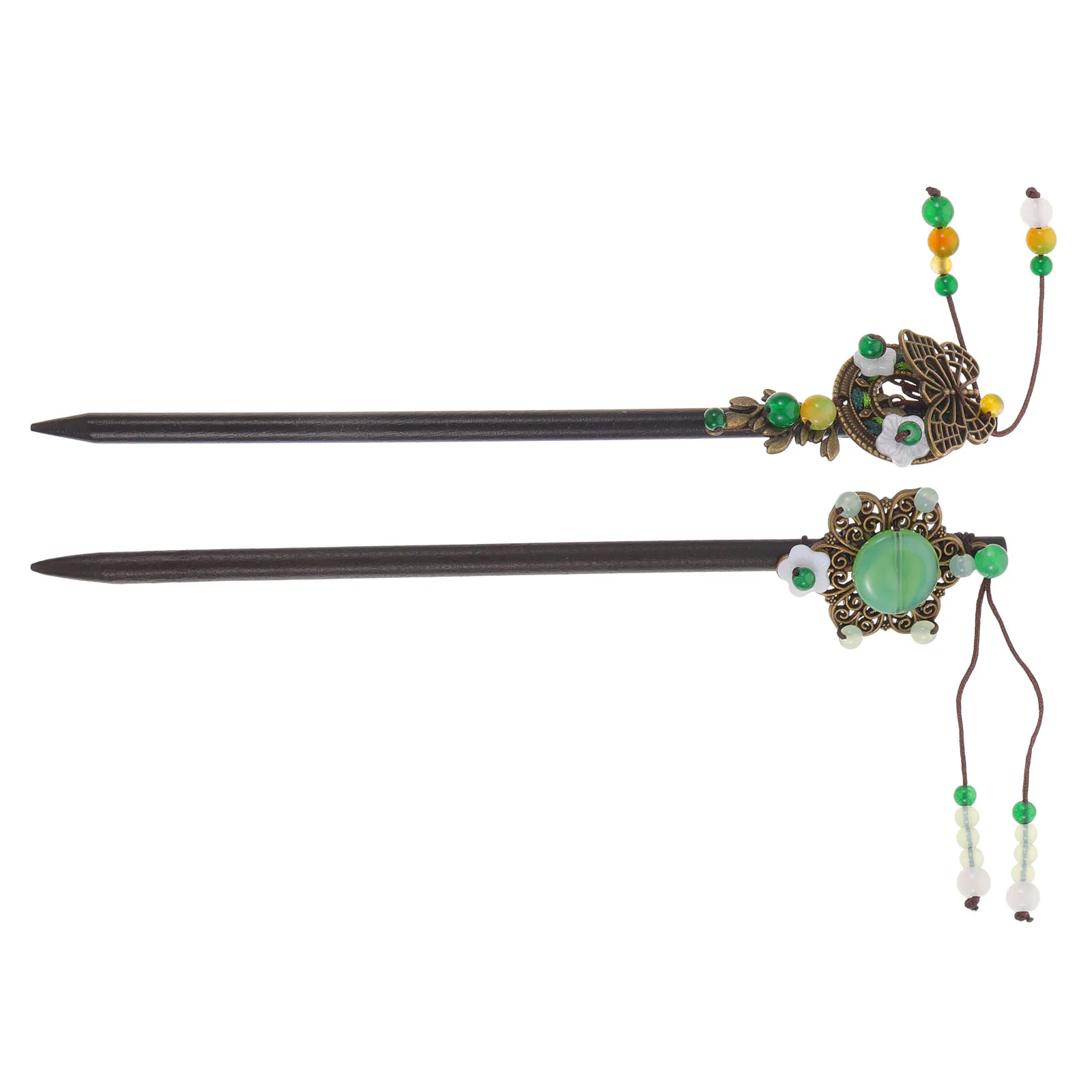 

2Pcs Hair Chopstick Vintage Metal Formal Women Bride Accessories Tassel Elegant Hairstyle Long Durable Decorative Everyday