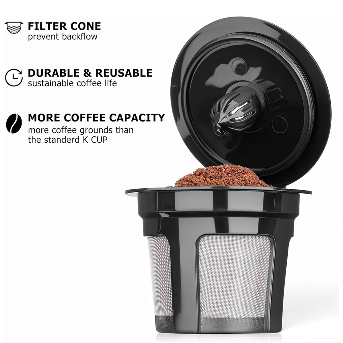 AA98 Reusable K Cups for K Mini, K Elite, K Classic, K Compact, K Latte, K Select and All 2.0 & 1.0 Coffee Makers 2PCS