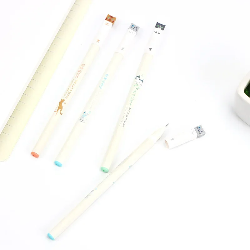 50PCS Lovely Kitty's Letter 0.38mm Full Syringe Student Supplies Kawaii School Supplies Stationery Gel Pens