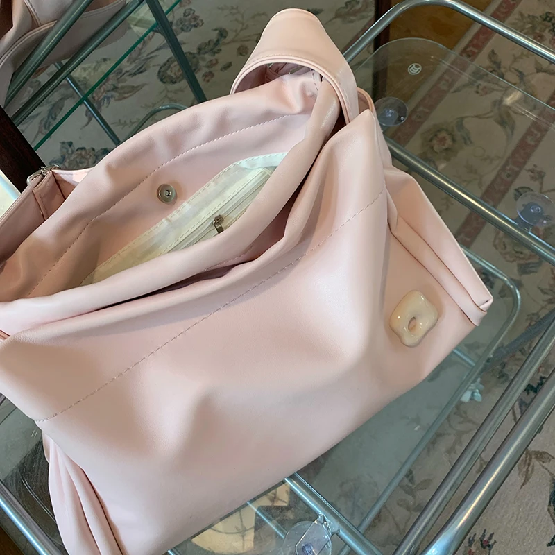 Cute Pink Shoulder Bags for Women Soft Pu Leather Ladies Tote Purse Large Handbags Casual College Girls Book Messenger Bags