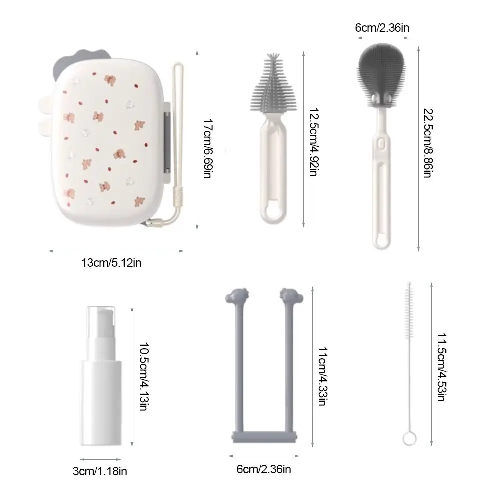 مجموعة تنظيف زجاجات الأطفال 6 في 1 من إسفنجة السيليكون مع صندوق تخزين، مجموعة فرشاة الزجاجات، مجموعة تنظيف آمنة متعددة الوظائف #6