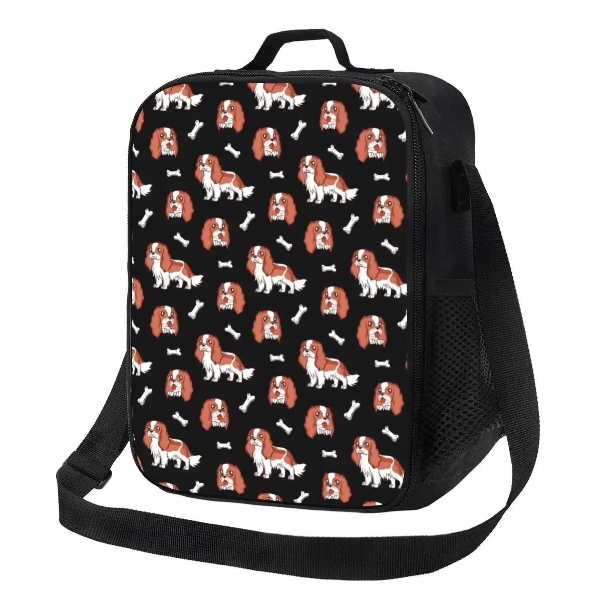 Custom Cartoon Cavalier King Charles Spaniel Lunch Bag Men Women Warm Cooler Insulated Lunch Box for Student School