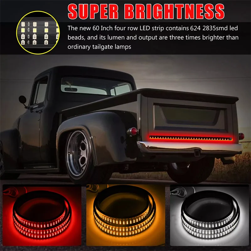 

12V 48/60 Inch Car Brake Turn Signal Light LED Warning Lamp Strip for Pickup Truck Rear Tail Running Reverse Double Flash Lights