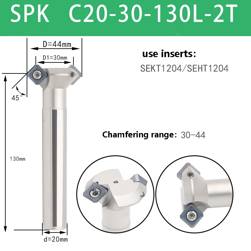 Imagem -05 - Além de Spk C1216-110 C1623-120 C20-25-130 Fresa Chanfradura Faca Ferramentas Uso Inserções de Carboneto Sekt Seht Spmg Endmill