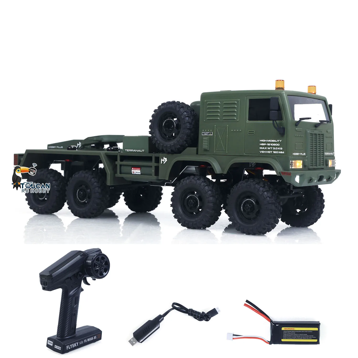 EU-Lagerbestand Spielzeug 1/18 RC Militär-LKW 8X8 Allradlenkung RTR Elektrisches Offroad-Auto Metallchassis 2-Gang-Getriebe Langlebiges Ferngesteuertes Fahrzeug zum Spielen