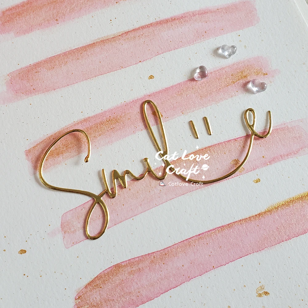 Catlove ابتسامة كلمة المعادن قطع يموت سكرابوكينغ قالب سكين Stencil يموت قطع بطاقة صنع Craft بها بنفسك الحرفية النقش جديد يموت ل