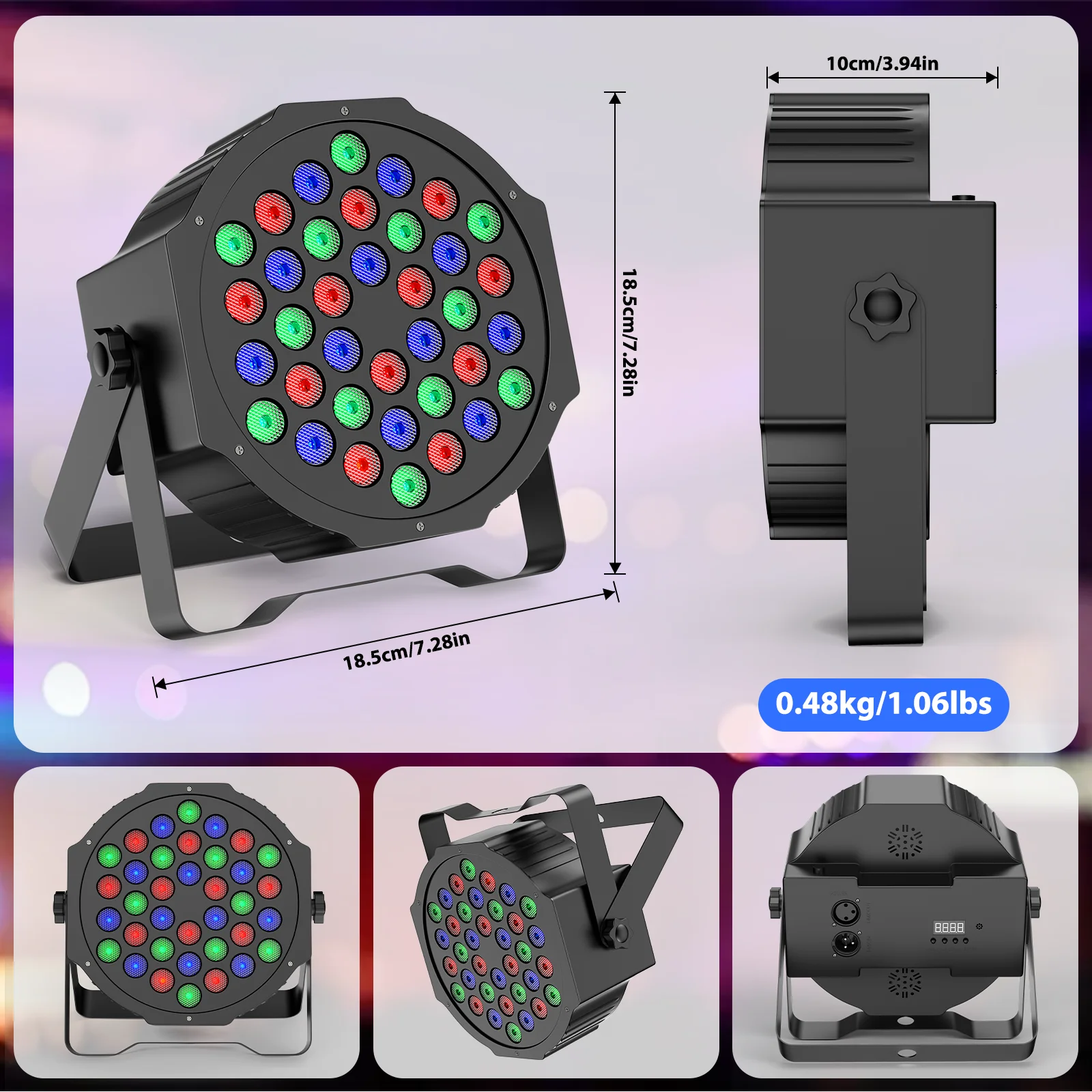 U'King 4 قطعة 36 LED الاسمية الخفيفة مع حقيبة DMX512 RGB LED المرحلة شقة الاسمية ضوء الصوت المنشط تأثير ل DJ حفلة ديسكو ضوء المرحلة