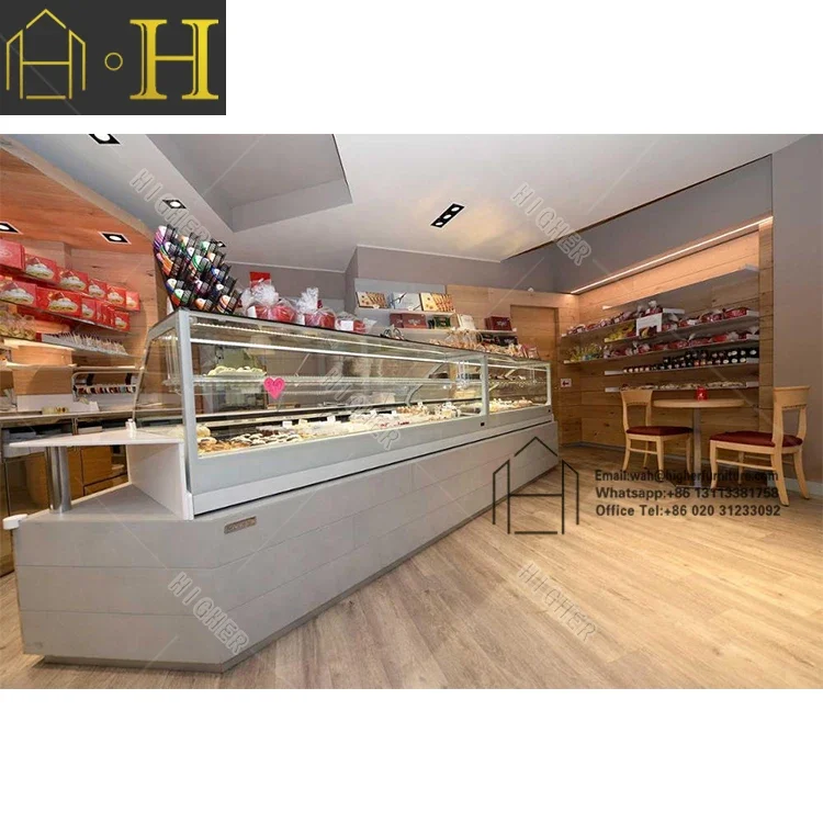 Food Showcase Free Design Coffee Shop Counter Customized Coffee Shop Display Cabinet