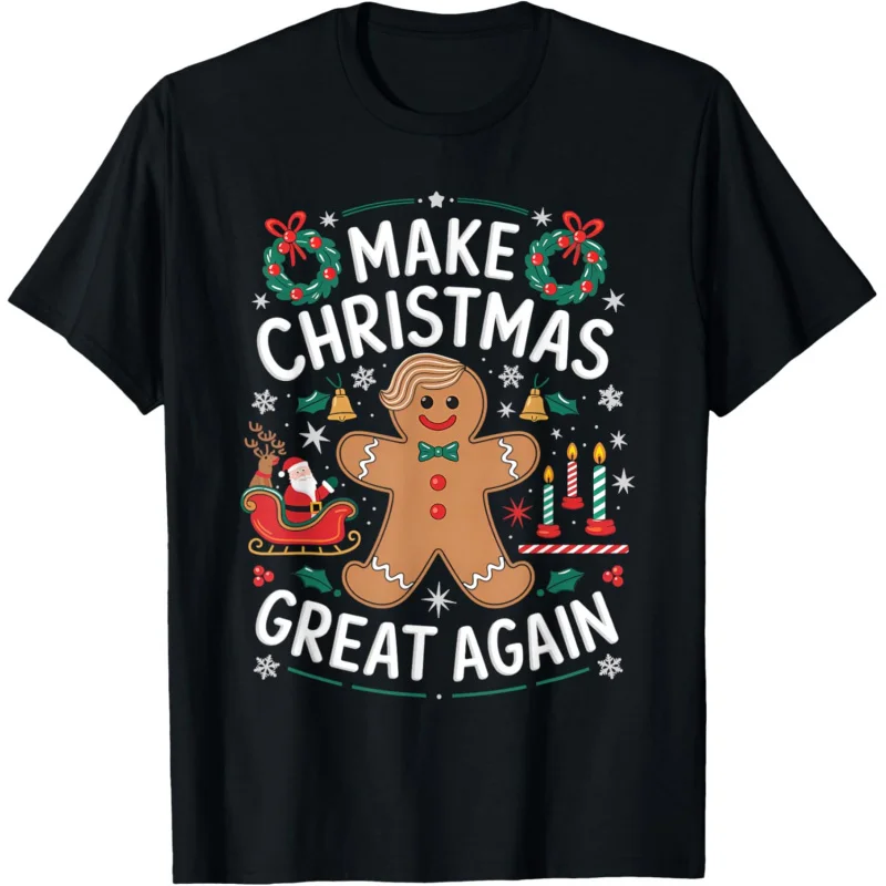 

Funny Trump Gingerbread Man Make Christmas Great Again 2024 T-Shirt