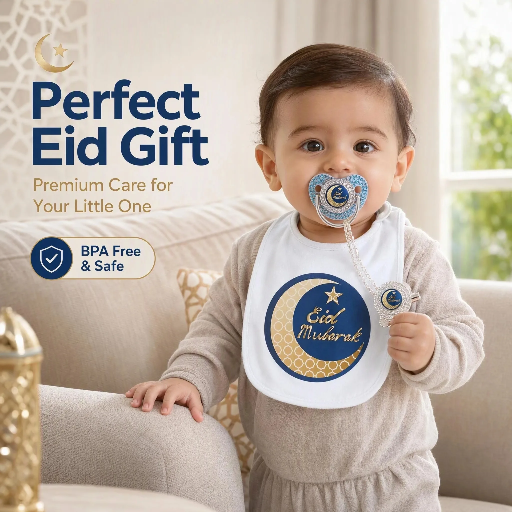 Arabic Pattern Print Cute Cartoon Print Silicone Pacifier Cute Pacifier Clip Cute Cartoon Trending Unisex Newborn Infant Gift