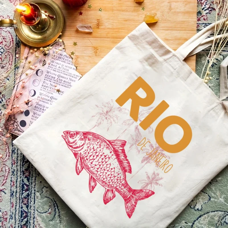 1 قطعة السردين قماش حمل حقيبة المرأة حقائب كتف ريترو فن البوب تصميم دائم طوي حقيبة يد للتسوق لا سستة حقيبة قماش قنب #2