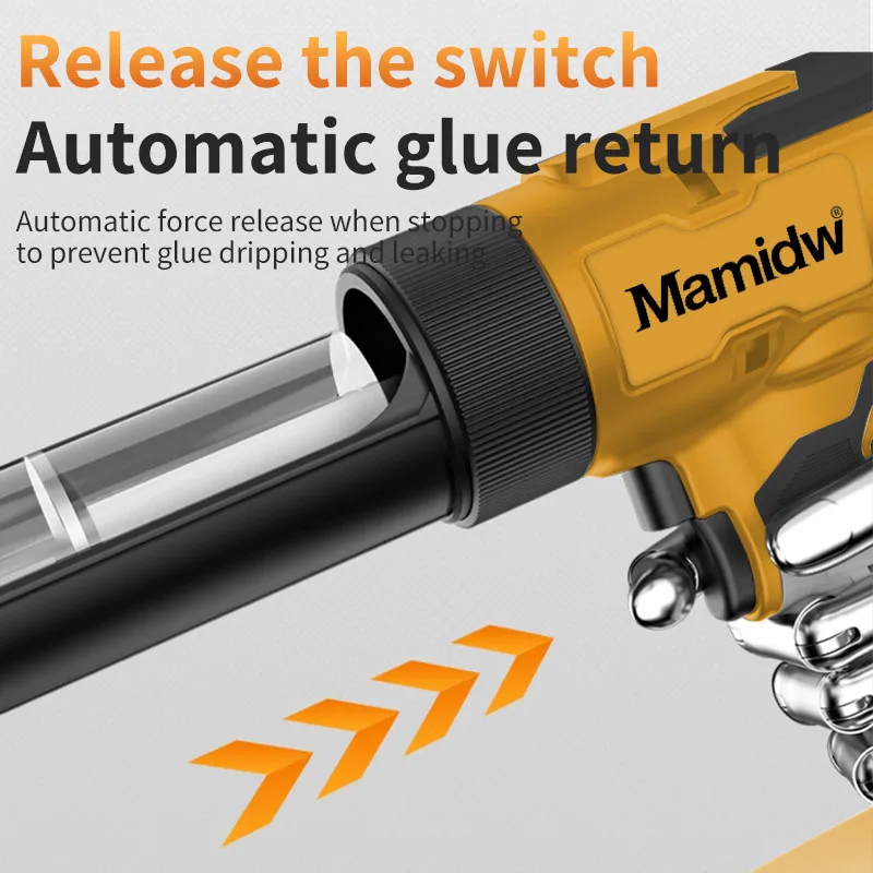 Mamidw Electric Glass Caulking Gun LED 6 Speed Cordless Silicone Gun Multifunctional Home DIY Repair Tool For Dewalt 20V Battery