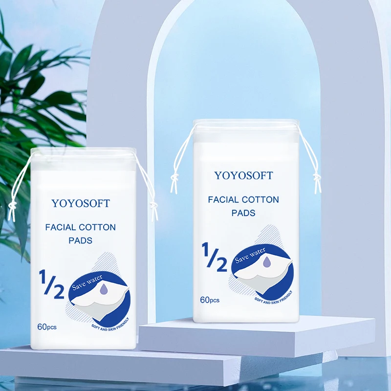 60Pcs/Set Disposable Makeup Cotton Water Saving Cotton Pads Skin Friendly Facial Cotton Pads Wipes Soft Makeup Remover Pads