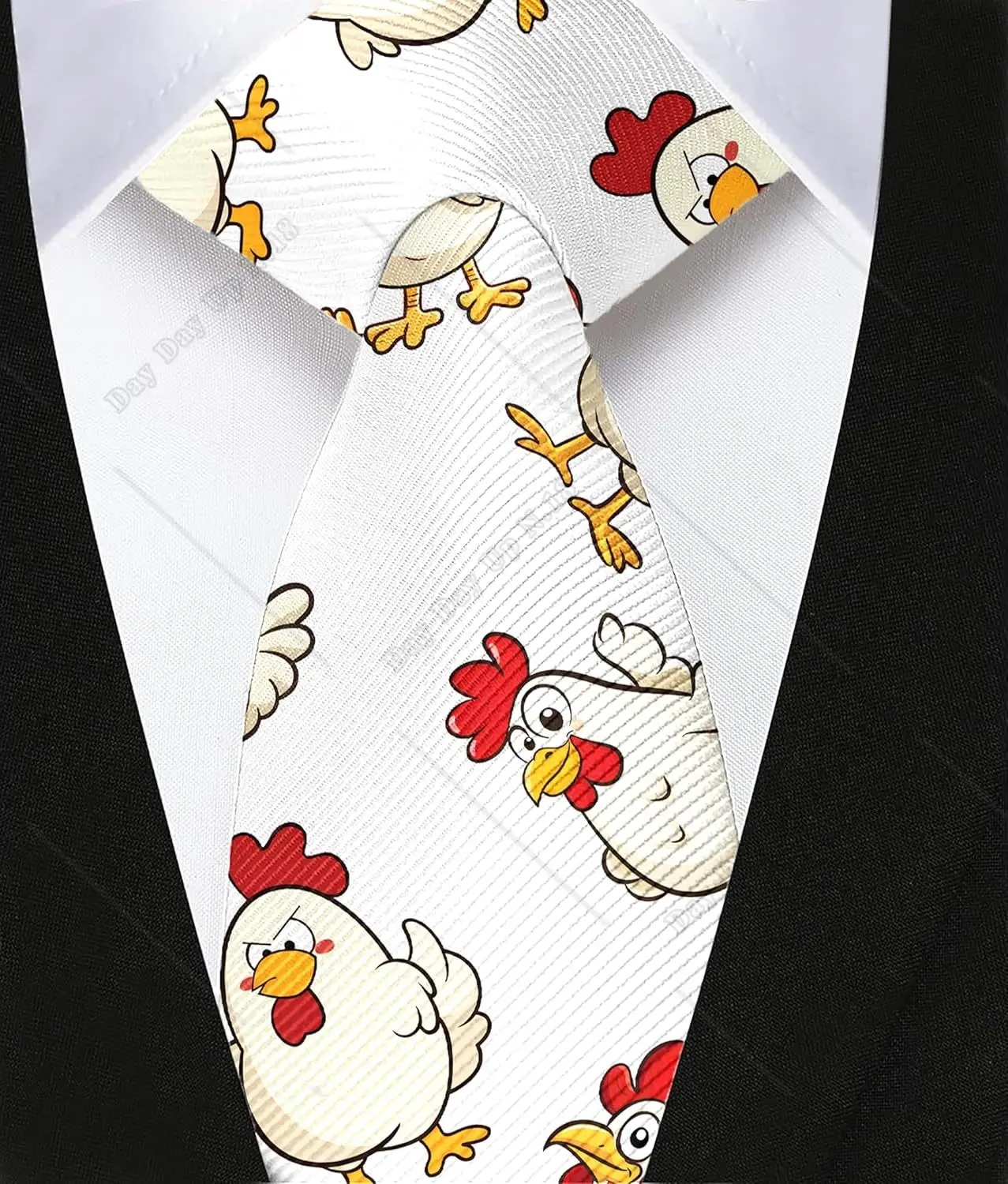 chicken rooster cartoon farm theme Men's Tie Funny Novelty Necktie Party Wedding Business Neckties for Men Teen Boy