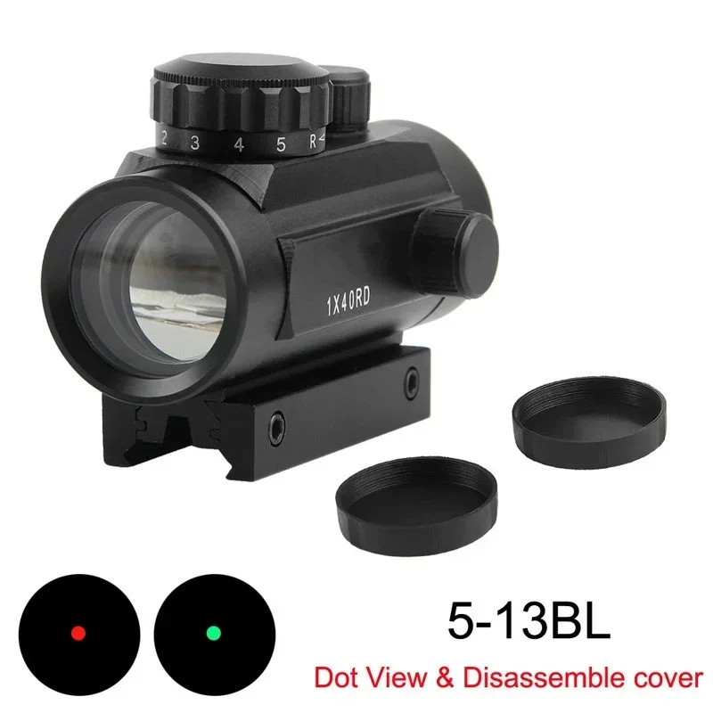 1x40 Red Dot Sight Green Red Dot Sight Illuminated Airsoft Air Hunting with 11/20mm Rails