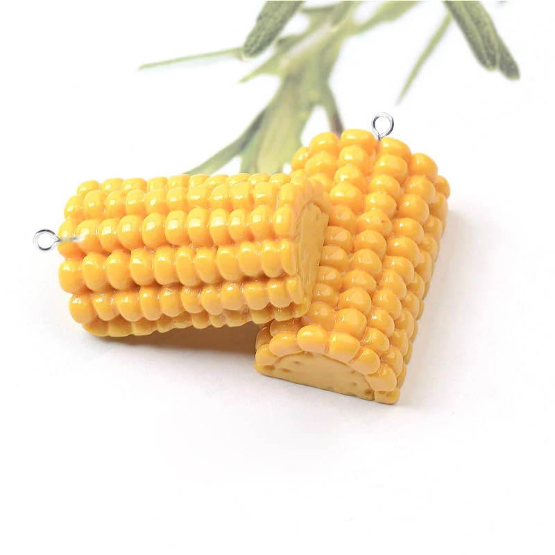 10pcs Resin Charms Simulation Food Maize Corn Pendants For Handmade Decoration Earring Jewelry Making Cute Floating Craft C181