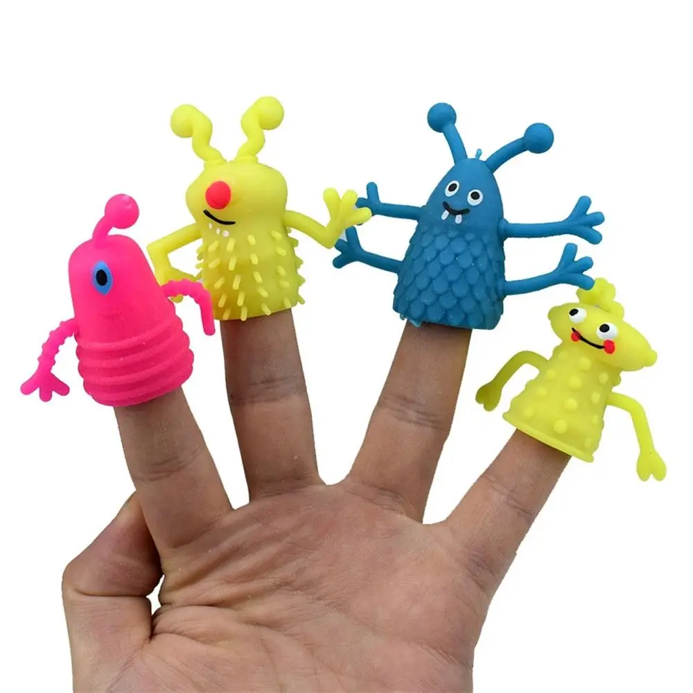 4Pcs/Set Novelty TPR Plastic Cute Expression Hand Puppets Children Kids Finger Puppets Toy Parents Storytelling Props