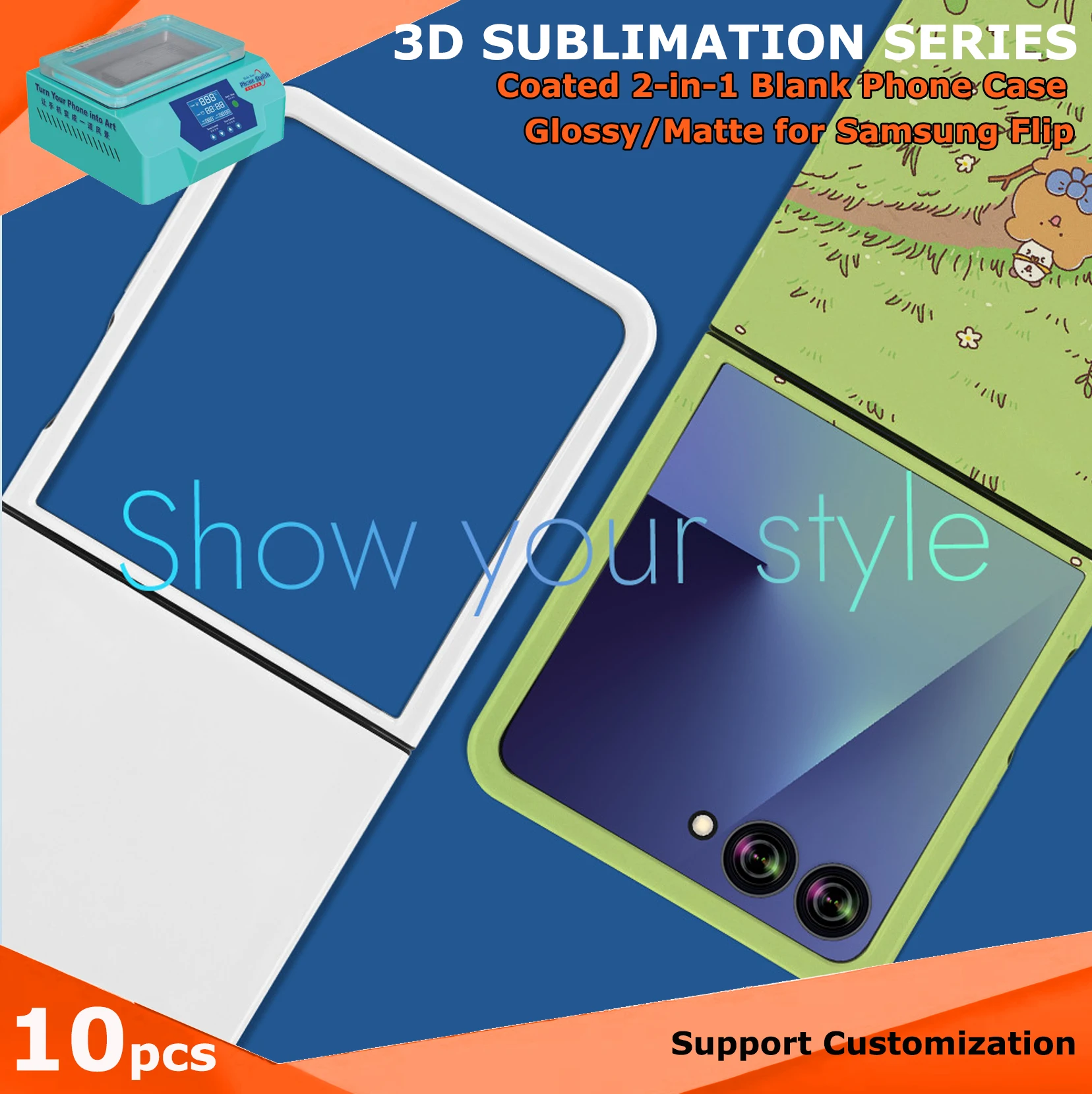 

Fonlyu 10 шт. чехлов для телефонов с покрытием 2-в-1 для Samsung Galaxy Z Flip 7 6 5 4, заготовки для 3D-сублимации и термотрансферной печати