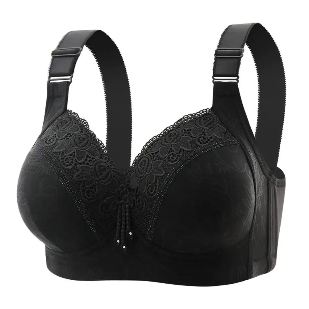 Women Lace Push-up Bra Wireless Push-up Lace Bra for Size B/c Cup Women Luxury Non-steel Ring Bra with Side Fold for Mom's