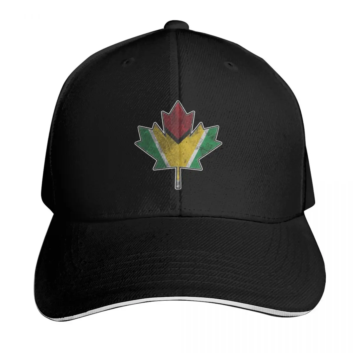 Guyanese Canadian - Maple Leaf Clipped Into Guyanese National Flag Baseball Cap Men Women Casual Summer Sport Sun Cap