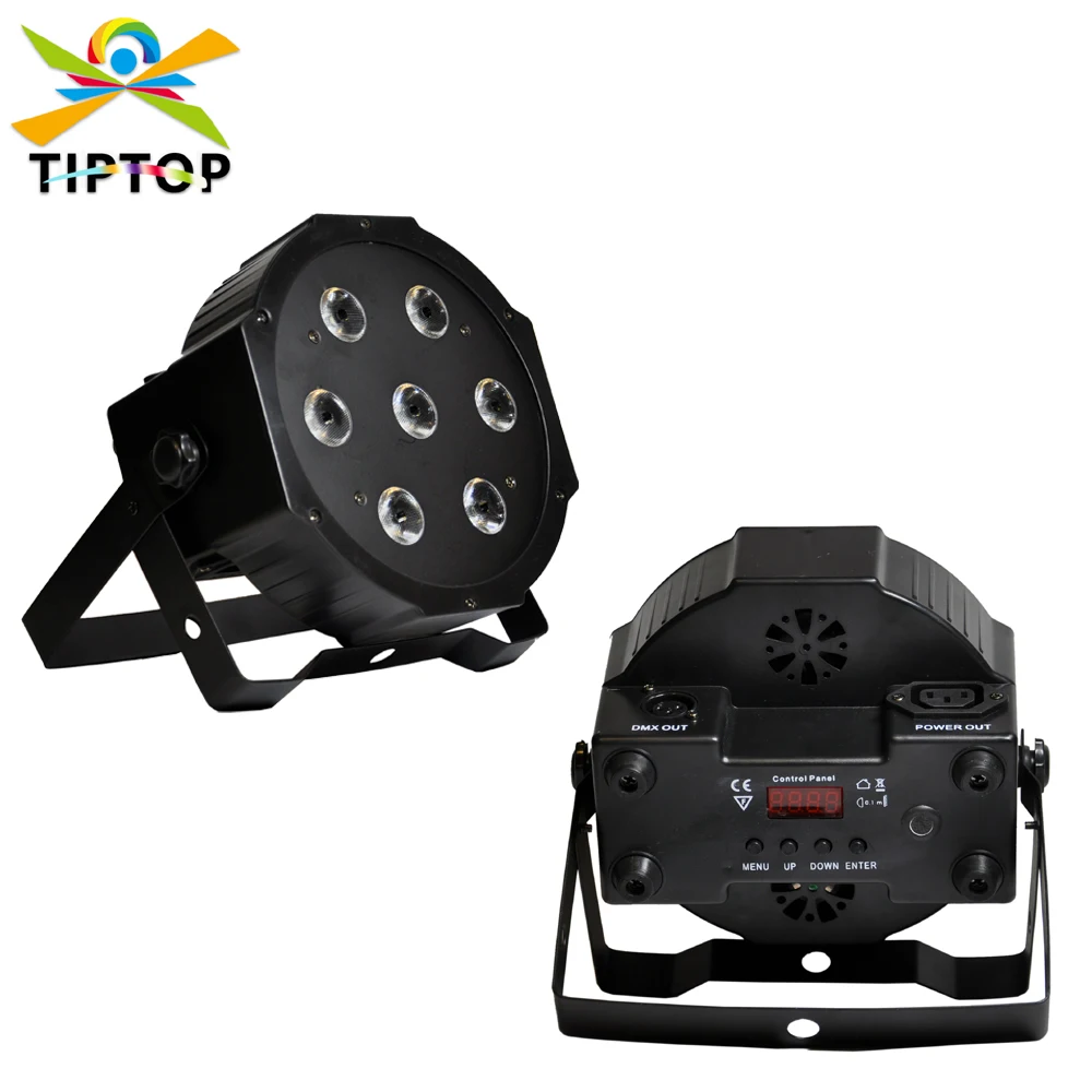 

TIPTOP TP-P07A 7x12W RGBW 4IN1 Plastic Flat Led Par Light LCD Display Tyanshine 4 Color Leds 25 / 45 Degree Lens Option