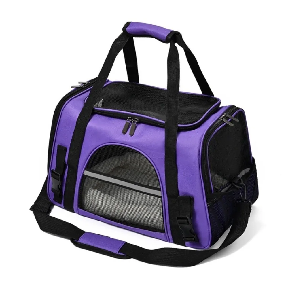 

Soft Sided Pet Carrier Portable Collapsible Cat Bag Adjustable Shoulder Strap Removable Fleece Pad Dog Carrying Case