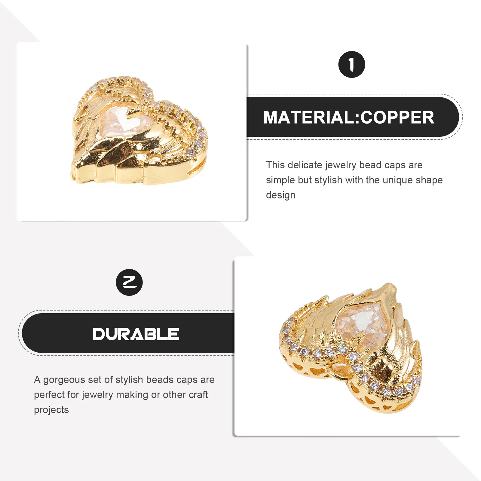 

3Pcs Love Heart Charms Jewelry Making Pendant Durable Copper Materials DIY Crafts Necklace Bracelet Accessories Gift for Family