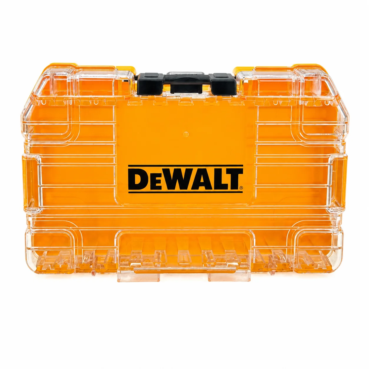 DEWALT Medium Yellow Custom Bit Storage Box Transparent Plastic Organizer for Screwdriver Drill Bits Home Workshop Use