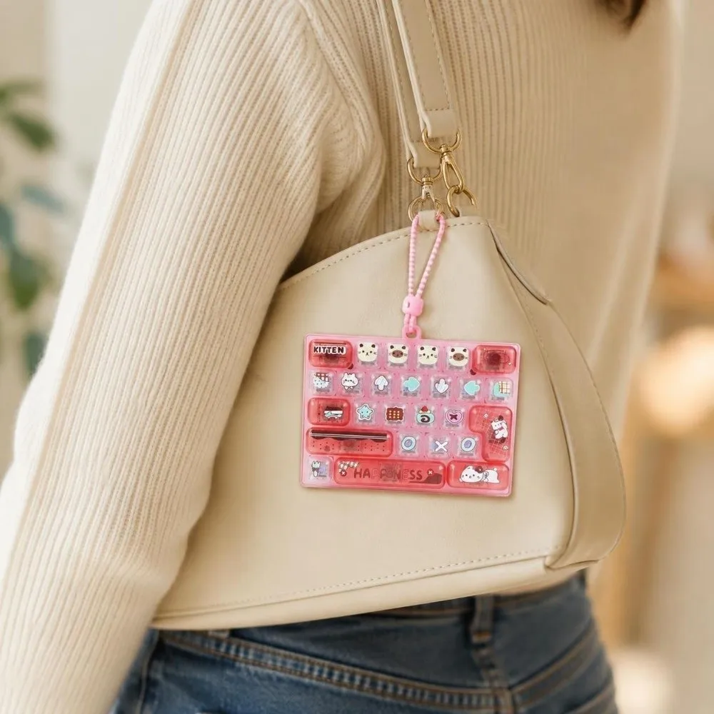 26-Key Decompression Button Cute Design Transparent Dual-Tone Mini Keyboard Pendant Simulation Keyboard with LED Lights
