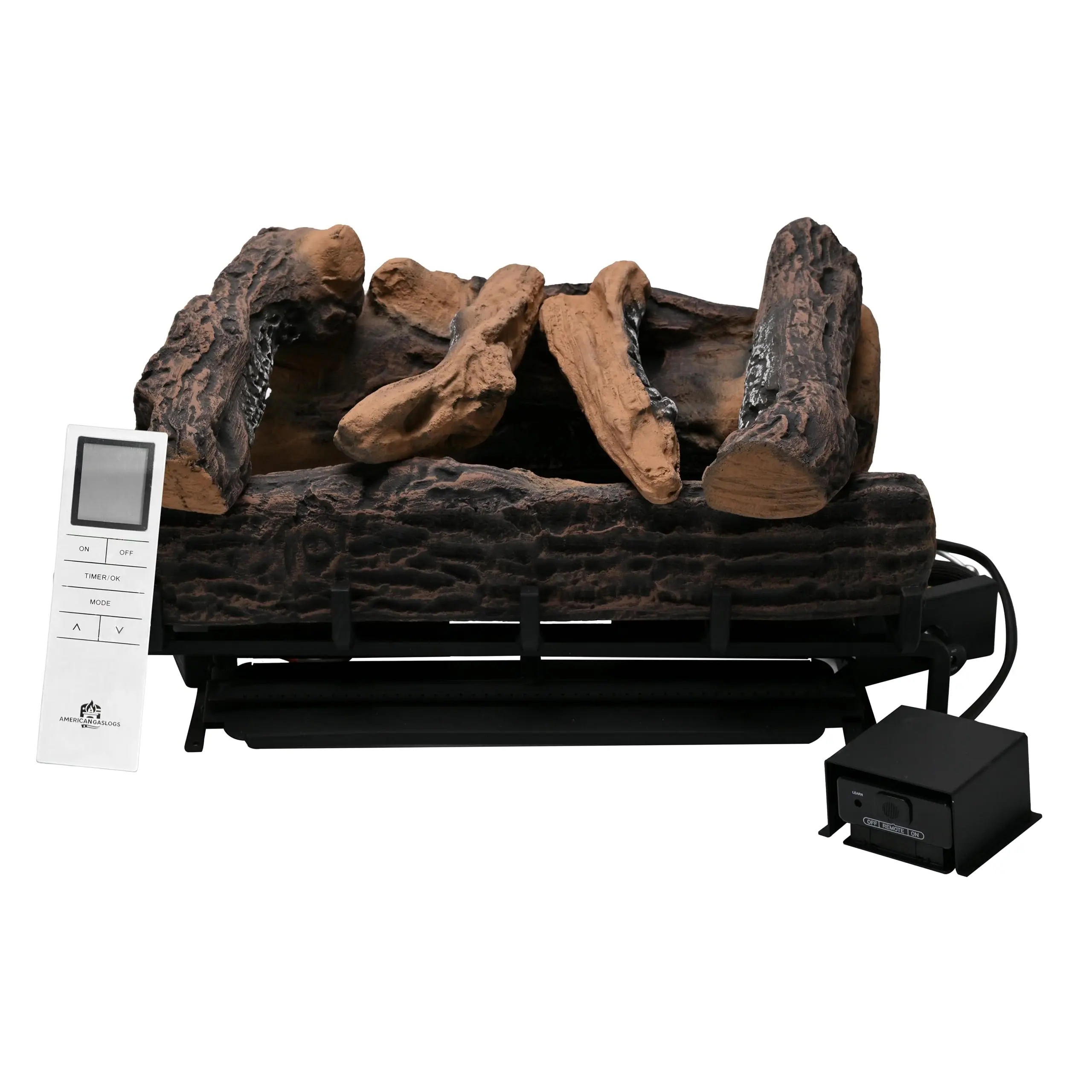 18-27 Inch Ventless Fireplace Logs Set with Remote Control, Only Used for Liquid Propane,Heats up to 37000BTU (Liquid