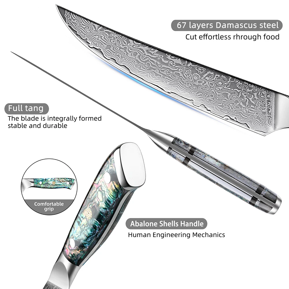 XITUO Japanese Damascus AUS-10 Steel 6 Inch Utility Knife Ultra Sharp Chef Slicing Kitchen Knives Cut Fruit Vegetables Meat