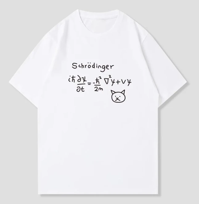 Minimalist Cat Graphic T Shirt Aesthetic Science Equation Design Short-sleeved Tee Casual Daily Fashion Outfit Top for Cat Lover