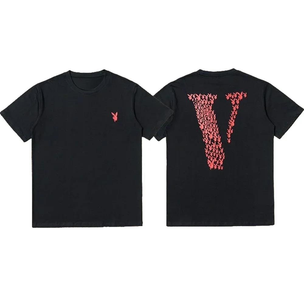 2024 The Latest VLONE Brand Trend Men's and Women's T-shirts When Graffiti Letters Cotton Printed T-shirts Breathable Y2K