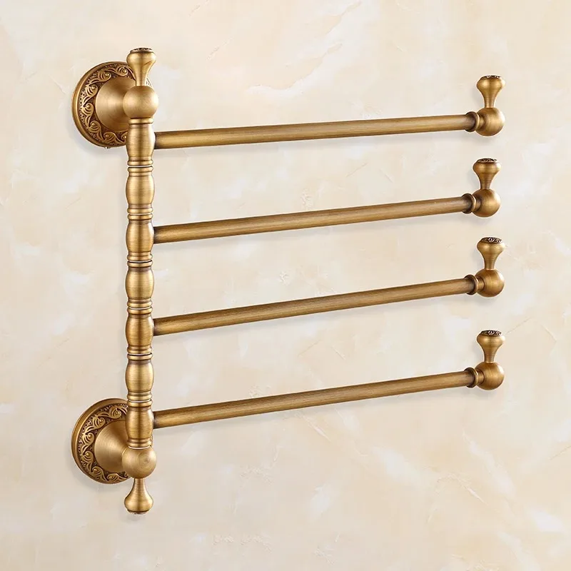 

Towel Racks 2/3/4/5 Tiers Bars Antique Brass Towel Holder Bath Rack Active Rails Pants Hanger Bathroom Accessories Wall Shelf