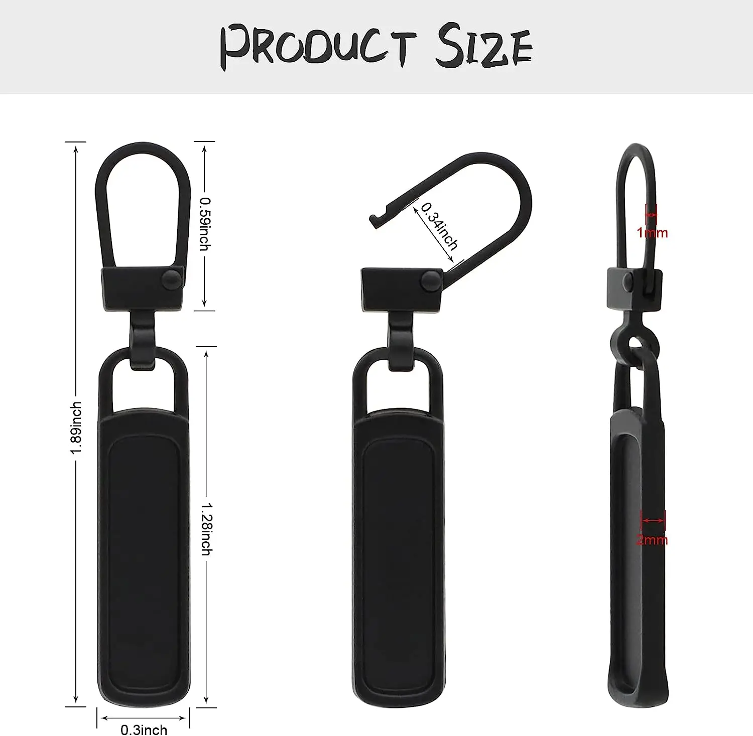10/5Pcs Detachable Metal Zipper Puller Replacement Tab,Zipper Slider Head Repair Kit for Clothing Jacket,DIY Sewing Accessories