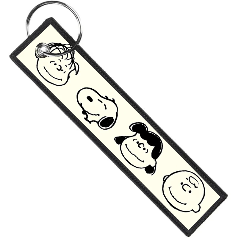 Snoopys Embroidery Key Fobs Boy Girl Fashion Key Tags Cute Cartoon Keychain Kawaii Keyring Female Male Key Holder Birthday Gift
