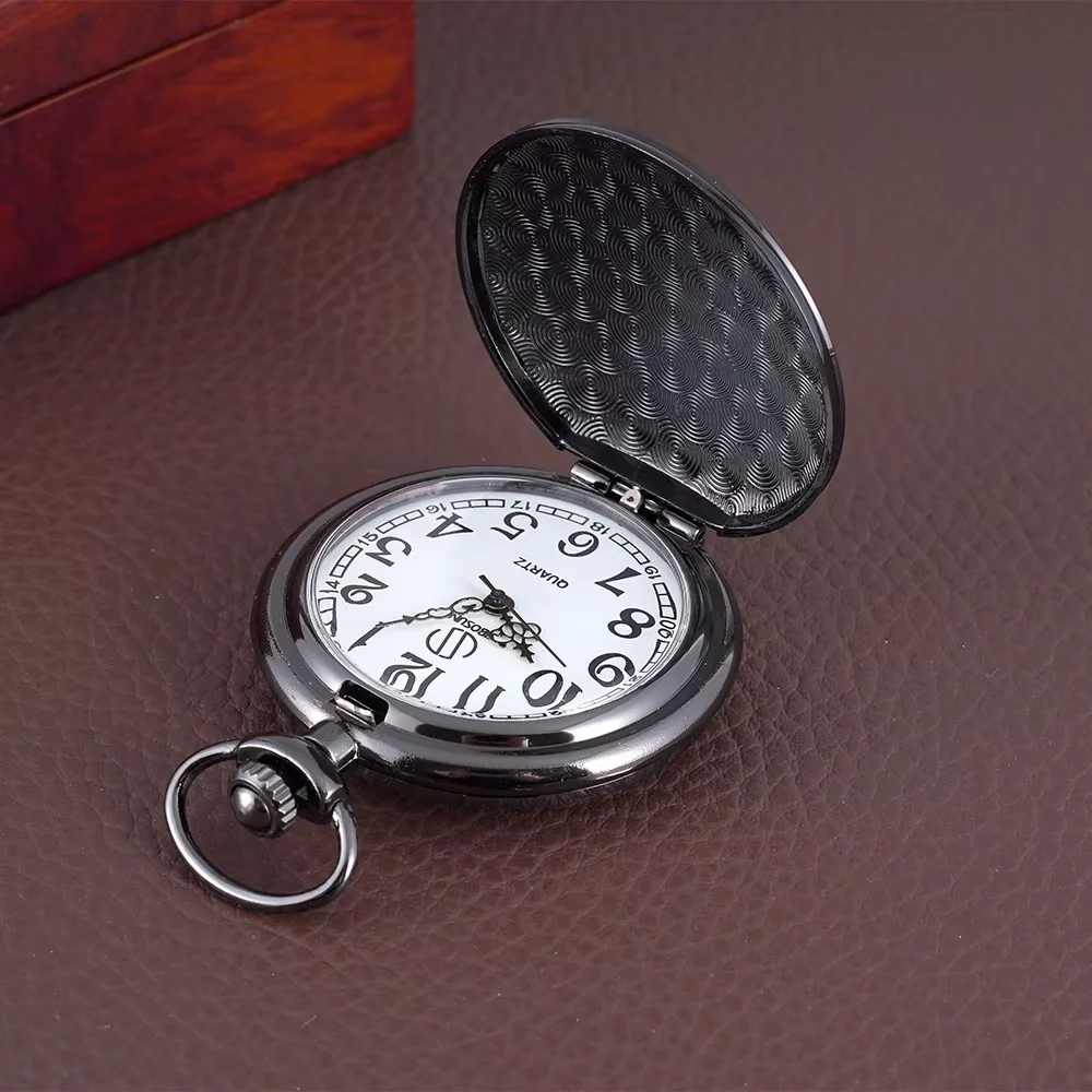 Quartz watch lettering TO MY SON letters pocket watch two side light black pocket watch hanging watch
