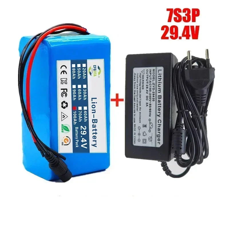 24V 100Ah 7s3p 18650 battery lithium battery 24v 100000mAh Electric Bicycle Moped electric Lithium ion Battery pack + 2A Charger