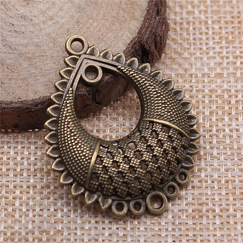 보석에 대 한 5 개/몫 귀걸이 커넥터 매력 31x39mm 골동품 청동 색 DIY 수제 공예 액세서리 만들기