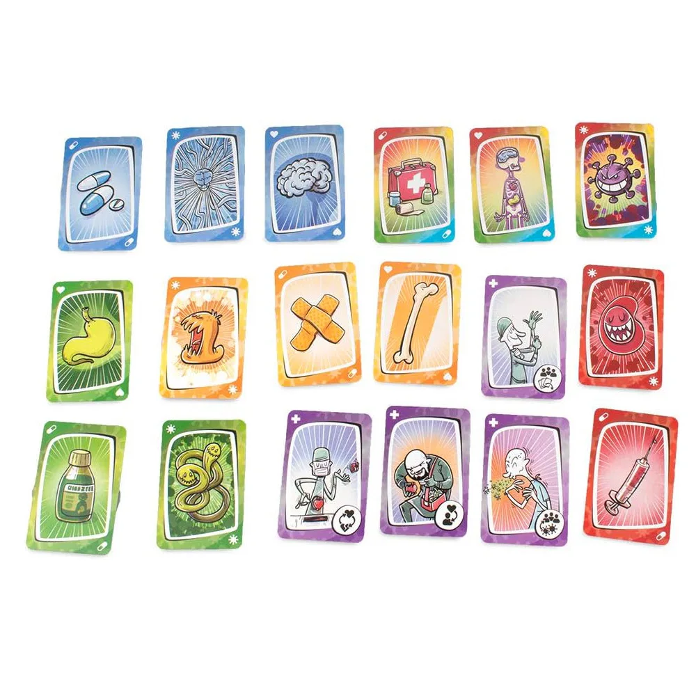 فيروس 1 2 3 فيروس! ألعاب بطاقات اللوحة، النسخة الإسبانية الإنجليزية الممتعة بشكل متعرج، توسيع قاعدة الطاولة لطاولة صديق العائلة الممتع للحفلات