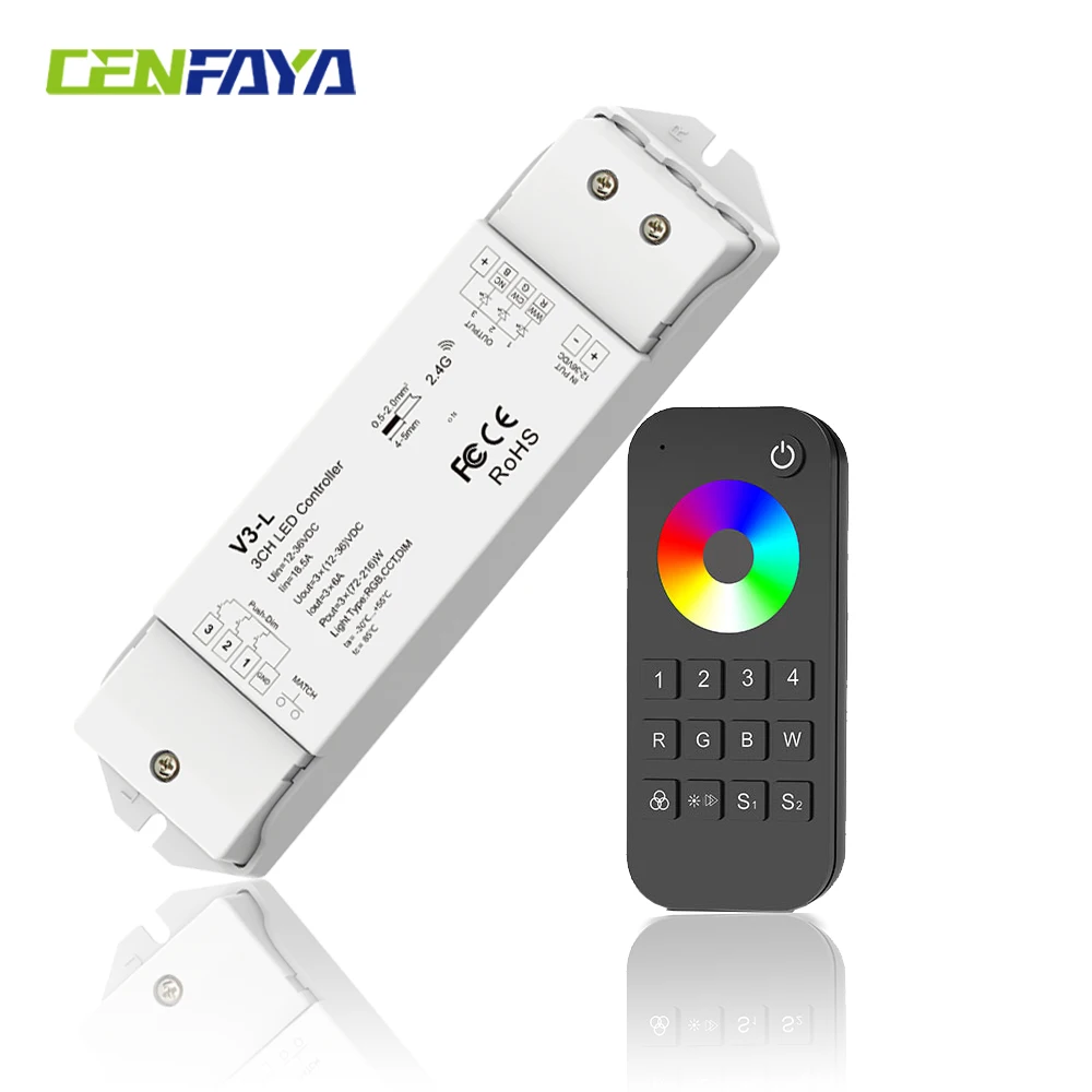 controle remoto rf controlador para rgb led strip dimmer push switch dimming funcao zone 3ch dc 12v 24v 36v 24g 01