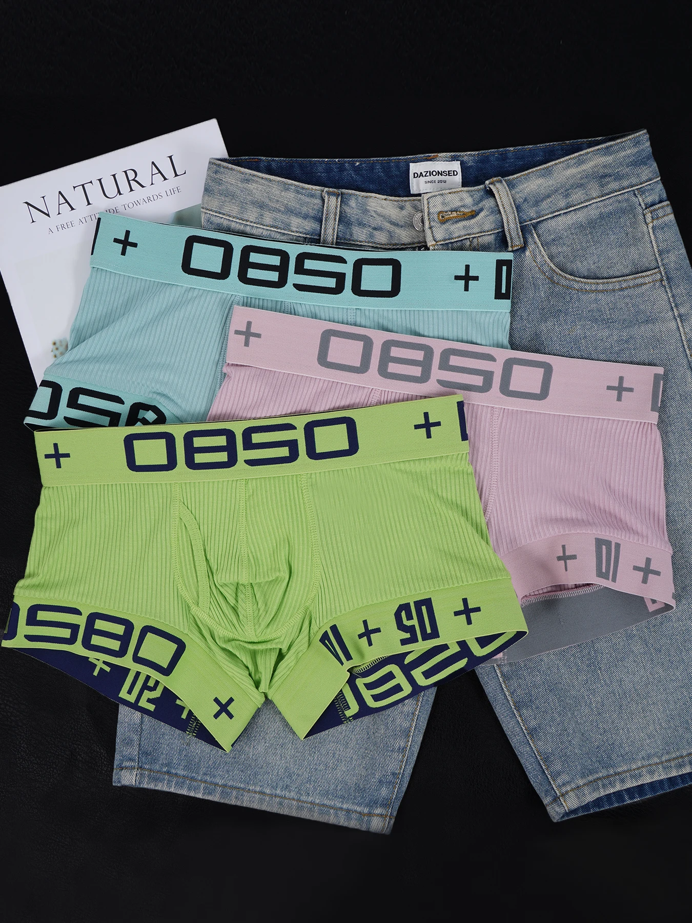 

6PCS Men's Ribbed Boxer Briefs Digital Print Low Rise Stretch Soft Breathable Underwear