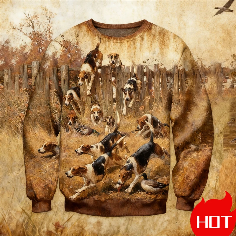 ﻿Men's Sweatshirt 3D Printing New Fashion Hunting Wild Duck Pattern Pullover Unisex Casual Vintage Y2k Men Clothing New Tops